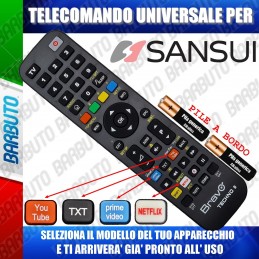 TELECOMANDO UNIVERSALE TECHNO PER SANSUI SCEGLI IL MODELLO DEL TUO APPARECCHIO DALL'ELENCO E LO RICEVERAI GIA PRONTO.