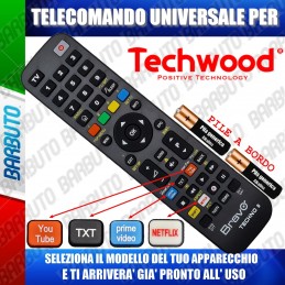 TELECOMANDO UNIVERSALE TECHNO PER TECHWOOD SCEGLI IL MODELLO DEL TUO APPARECCHIO DALL'ELENCO E LO RICEVERAI GIA PRONTO.