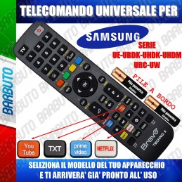 TELECOMANDO UNIVERSALE TECHNO PER SAMSUNG SERIE UE-UBDK-UHDK-UHDM-URC-UW SCEGLI IL TUO MODELLO DALL'ELENCO