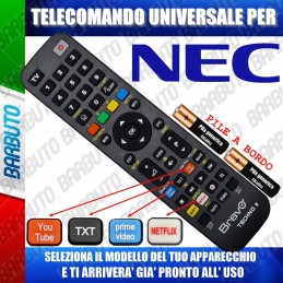 TELECOMANDO UNIVERSALE TECHNO PER NEC SCEGLI IL MODELLO DEL TUO APPARECCHIO DALL'ELENCO E LO RICEVERAI GIA PRONTO.