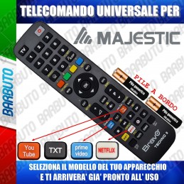 TELECOMANDO UNIVERSALE TECHNO PER MAJESTIC SCEGLI IL MODELLO DEL TUO APPARECCHIO DALL'ELENCO E LO RICEVERAI GIA PRONTO.