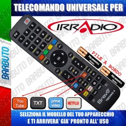 TELECOMANDO UNIVERSALE TECHNO PER IRRADIO SCEGLI IL MODELLO DEL TUO APPARECCHIO DALL'ELENCO E LO RICEVERAI GIA PRONTO.