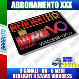 SCHEDA TESSERA ABBONAMENTO PER ADULTI 9 CANALI HD 6 MESI REDLIGHT VIACCESS XXX