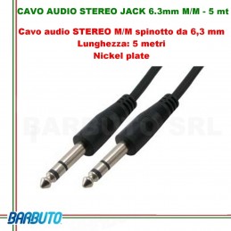 CAVO AUDIO STEREO JACK 6.3mm MASCHIO/MASCHIO - 5 mt