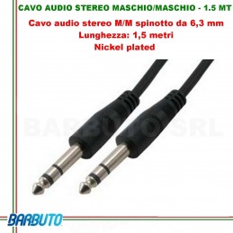 CAVO AUDIO STEREO JACK 6.3mm MASCHIO/MASCHIO - 1.5 mt