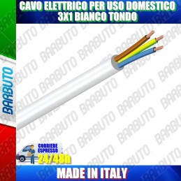 CAVO ELETTRICO PER USO DOMESTICO 3X1 BIANCO TONDO