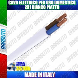 CAVO ELETTRICO PER USO DOMESTICO 2X1 BIANCO PIATTO