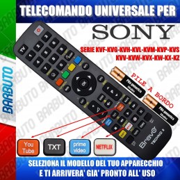 TELECOMANDO UNIVERSALE TECHNO PER SONY SERIE KVF-KVG-KVH-KVL-KVM-KVP-KVS-KVV-KVW-KVX-KW-KX-KZ SCEGLI IL TUO MODELLO DALL'ELENCO