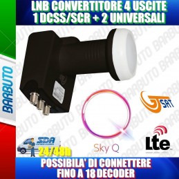 ILLUMINATORE LNB PER PARABOLA SKY Q GT-S2DCSS24 + 2 USCITE 0.1 dB 4K HD & 3D