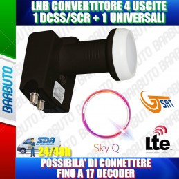 ILLUMINATORE LNB PER PARABOLA SKY Q GT-S1DCSS24 + 1 USCITA 0.1 dB 4K HD & 3D