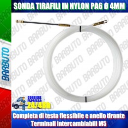 SONDA TIRAFILI IN NYLON 4MM DI DIAMETRO Terminali intercambiabili M5