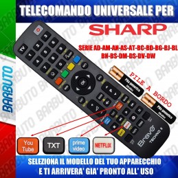 TELECOMANDO UNIVERSALE TECHNO PER SHARP AD-AM-AN-AS-AT-BC-BD-BG-BJ-BL-BN-BS-DM-DS-DV-DW SCEGLI IL TUO MODELLO DALL'ELENCO