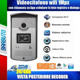 Videocitofono wifi 1Mpx con chiamata su App cellulare, registra e scatta foto
