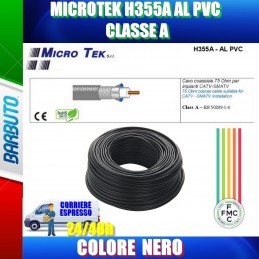 25mt CAVO COASSIALE TV 5mm CLASSE A, CONDUTTORE RAME 100%, MICROTEK H355A NERO