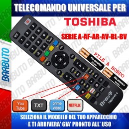 TELECOMANDO UNIVERSALE TECHNO PER TOSHIBA SERIE A-AF-AR-AV-BL-BV SCEGLI IL TUO MODELLO DALL'ELENCO