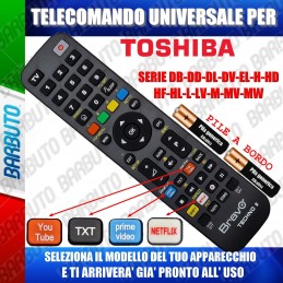 TELECOMANDO UNIVERSALE TECHNO PER TOSHIBA SERIE DB-DD-DL-DV-EL-H-HD-HF-HL-L-LV-M-MV-MW SCEGLI IL TUO MODELLO DALL'ELENCO