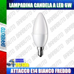 LAMP. CANDELA LED 6W E14 6000K OPACA