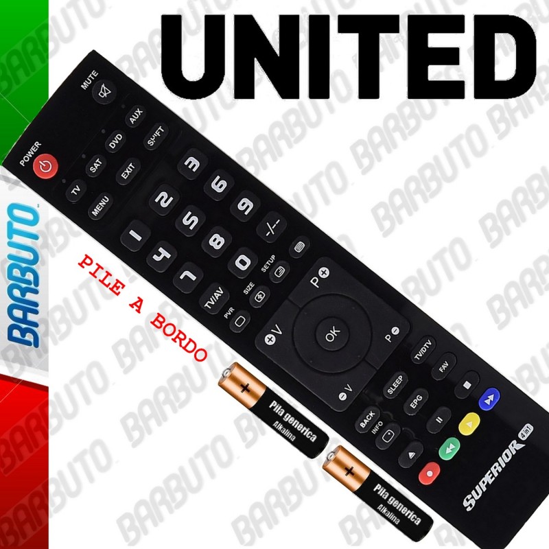 Telecomando Sostitutivo Per TV United LED24HS40, LED28H40, LED32H45 – Plug And Play, Nessuna Programmazione
