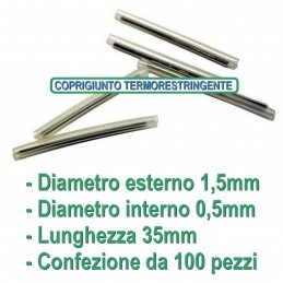 100 Tubetti termorestringenti Giunto Fibra Ottica D.(int.0,5-est.1,5mm) x L.35mm