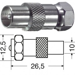 ADATTATORE DA SPINA F A SPINA TV 9,5mm - da F maschio a IEC maschio