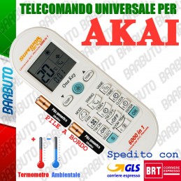 TELECOMANDO UNIVERSALE PER CLIMATIZZATORE / CONDIZIONATORE AKAI CON PILE