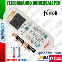 TELECOMANDO UNIVERSALE PER CLIMATIZZATORE CONDIZIONATORE FERROLI CON PILE