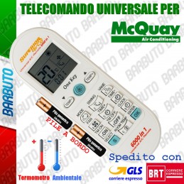 TELECOMANDO UNIVERSALE PER CLIMATIZZATORE / CONDIZIONATORE MCQUAY CON PILE