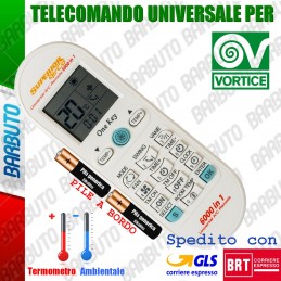 TELECOMANDO UNIVERSALE PER CLIMATIZZATORE / CONDIZIONATORE VORTICE CON PILE