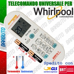 TELECOMANDO UNIVERSALE PER CLIMATIZZATORE / CONDIZIONATORE WHIRLPOOL CON PILE