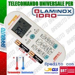 TELECOMANDO UNIVERSALE PER CLIMATIZZATORE / CONDIZIONATORE LAMINOX CON PILE