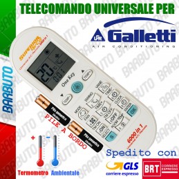 TELECOMANDO UNIVERSALE PER CLIMATIZZATORE / CONDIZIONATORE GALLETTI CON PILE