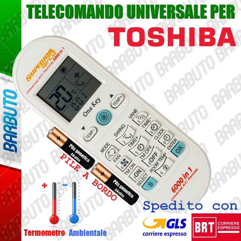 TELECOMANDO UNIVERSALE PER CLIMATIZZATORE / CONDIZIONATORE TOSHIBA CON PILE