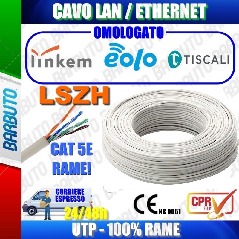 Cavo Lan Cat 6 di Rete Ethernet Prolunga 1 2 3 10 20 30 50 100 Metri  Internet