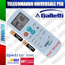 TELECOMANDO UNIVERSALE PER CLIMATIZZATORE CONDIZIONATORE GALLETTI