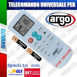 TELECOMANDO UNIVERSALE PER CLIMATIZZATORE CONDIZIONATORE ARGO, BATTERIE INCLUSE