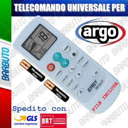 TELECOMANDO UNIVERSALE PER CLIMATIZZATORE CONDIZIONATORE ARGO, BATTERIE INCLUSE