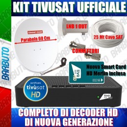 KIT TIVUSAT COMPLETO CON PARABOLA 60 + LNB SINGOLO + DECODER TIVUSAT HD