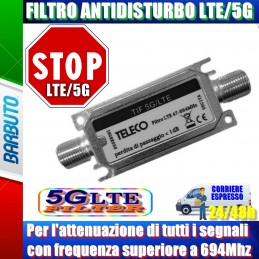 TIF5G/LTE FILTRO 5G PER INTERNO 47-694Mhz PASSIVO CON CONNESSIONI F FEMMINA