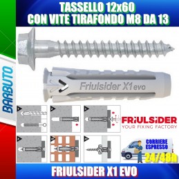 TASSELLO 12x60 FIULSIDER X1 EVO CON VITE TIRAFONDO M8 DA 13mm
