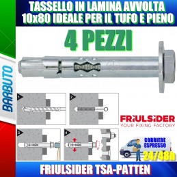 4 TASSELLI FRIULSIDER TSA-PATTEN 10x80 IDEALE PER IL TUFO E PIENO