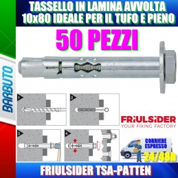 50 TASSELLI FRIULSIDER TSA-PATTEN 10x80 IDEALE PER IL TUFO E PIENO