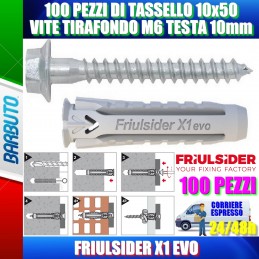 TASSELLI 10x50 X1 EVO CON VITE TIRAFONDO M6 DA 10 - 100 PEZZI