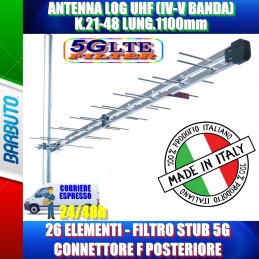 ANTENNA LOG UHF (IV-V BANDA) K.21-48 LUNG.1100mm 26 ELEMENTI FILTRO STUB 5G