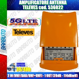 AMPLIFICATORE DA PALO 2 Ingressi B3/DAB/UHF + UHF 28dB 5G TELEVES art.536022