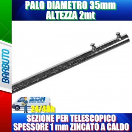 PALO TELESCOPICO DA 2 METRI, 35mm DI SEZIONE, 1 mm DI SPESSORE ZINCATO A CALDO
