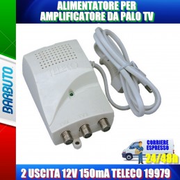 ALIMENTATORE PER AMPLIFICATORE DA PALO TV 2 OUT 12V 150mA TELECO 19979
