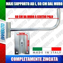 SUPPORTO PALO/STAFFA A MURO AD L MAXI DA 60 CM PER PARABOLA SATELLITARE