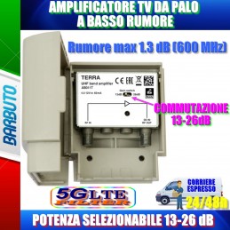 AMPLIFICATORE TV A BASSO RUMORE 1 INGRESSO UHF - POTENZA SELEZIONABILE 13-26 dB