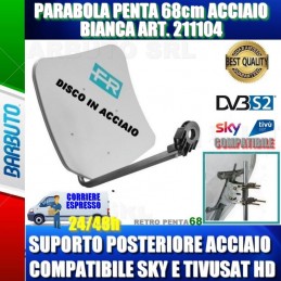 PARABOLA 68 CM IN ACCIAIO PENTA FRACARRO BIANCA SUPPORTO POSTER. ACCIAIO 211104