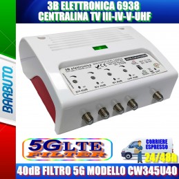 3B ELETTRONICA 6938 CENTRALINA TV III-IV-V-UHF 40dB MODELLO CW345U40 FILTRATA 5G